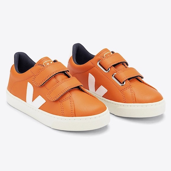 Veja Esplar Leather Pumpkin White Orange Sneakers Shoes Kids 2